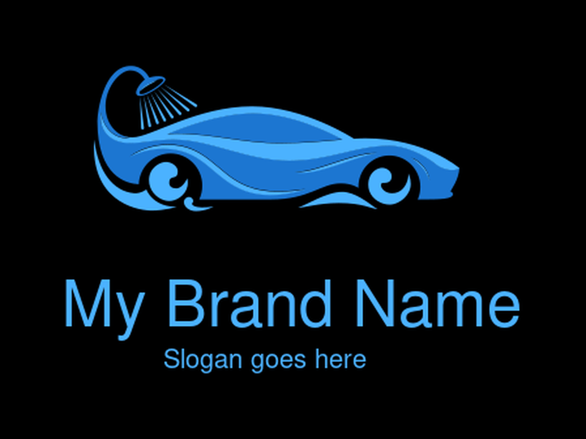 Blue Car Wash and Detailing Service Logo Design with Water Spray